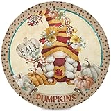 Kürbis-Herbst-Zwerg, runde Tischsets für Esstisch, Leopardenmuster, Tischmatten für Küchentisch-Set für 4, rutschfest, leicht zu reinigen, Platzsets für Zuhause, Hochzeitsdekoration, 38,1 cm