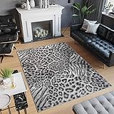 TAPISO Scarlet Deluxe Teppich Wohnzimmer Schlafzimmer Afrika Tiermotiv Leopard Tiger Grau Hellgrau Modern Design 300 x 400 cm