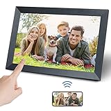 Aorpdd Digitaler Bilderrahmen WLAN 10.1 Zoll, HD IPS-Touchscreen Elektronischer Bilderrahmen mit 16 GB Speicher, Automatische Drehung, Teilen von Fotos oder Videos überall über Frameo App