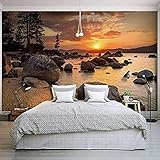 DEKii Moderne Große Sonnenuntergang Dämmerung Fluss Stein Foto Wanddekor Natürliche Landschaft Wandbilder Für TV Schlafzimmer Zuhause 3D Tapete Home Decor Kleister Die Fototapete