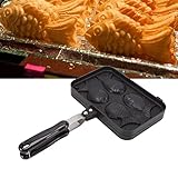 Taiyaki-Fisch-Waffeleisen, Aluminiumlegierung, Taiyaki-Kuchenform, Antihaftbeschichtet, Waffelform, Waffel-Backform mit Anti-Verbrühungs-Griff