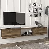 [en.casa] Fernsehschrank Paltamo Fernsehtisch mit 3 Fächern Lowboard 180x31x29,5cm hängend TV-Board Walnuss