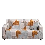 OQHAIR Gedruckt Sofaüberwurf Stretch-Polyester Sofabezug für 3-Kissen-Couch rutschfest staubdicht Sofahusse für Wohnzimmer -E-2 Seater