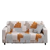 OQHAIR Gedruckt Sofaüberwurf Stretch-Polyester Sofabezug für 3-Kissen-Couch rutschfest staubdicht Sofahusse für Wohnzimmer -E-2 Seater