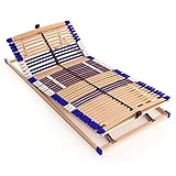 stabiler Lattenrost 100% BUCHE - Kopf- und Fußteil verstellbar - SCHULTERFRÄSUNG, 7 Zonen, 44 Federleisten, Härte-Regulierung, Mittelgurt - VARIO COMFORT 44® - 100% fertig montiert (140x200cm)