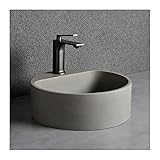 Badezimmer-Aufsatzwaschbecken, rund, 15,7 Zoll, rund, über der Theke, Grauer Terrazzo-Badezimmer-Waschtisch, Kunstbecken, Badezimmer-Boot