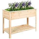 RELAX4LIFE Hochbeet Holz, Blumenbeet mit Einlegeboden, Pflanzenbeet mit Großer Pflanzfläche, Blumentrog für Gemüse & Obst & Kräuter, Anzuchtbeet für Garten Balkon Terrasse (120 × 55 × 90 cm)
