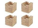 4er-Set Kallax Expedit Regal Korb / 34 x 32 x 32 cm/Aus Wasserhyazinthe Natur/Faltkorb Flechtkorb Regalbox Storage Box Aufbewahrungskorb Schrankkorb klappbar faltbar und sehr stabil Sparpreis