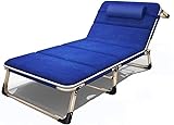 JIBELL Freizeitstuhl Sommer Sonnenliegen Tragbarer Klappliegestuhl Home Office Nickerchen Bett Outdoor Strand Sonnenliege Liegestuhl Einzelbett Erwachsenenbett (Farbe: Blau)