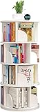 Dlmeda Drehbares Bücherregal for Kinder, kreatives, um 360° drehbares Bücherregal, Schlafzimmer, Wohnzimmer, Bibliothek, drehbares Bücherregal (Color : White, Size : 4 Layers(46 * 120cm))