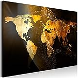 murando - Bilder Weltkarte 120x80 cm Leinwandbild 1 tlg Kunstdruck modern Wanbilder XXL Wanddekoration Design Wand Bild Landkarte Kontinente Sonne Abstrakt k-C-10000-b-a