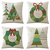 Mefooge 4er-Set Kissenbezug 65x65cmAbstrakt Leinen Dekokissen Kissenbezug Quadratische Kissenhülle mit Unsichtbarem Reißverschluss für Sofa Stuhl Schlafzimmer Hausgarten Kissenbezüge