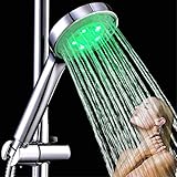 Hand Shower Shower Head Single Green Color Abs Chromed One Functional Round Color Changing Led Hand Shower