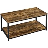 Yaheetech Couchtisch Holz Kaffeetisch Wohnzimmertisch mit Ablage Metallrahmen Industriestil Sofatisch verstellbare Füße, Rostbraun
