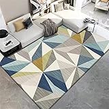 RUGMRZ Kuschelige Teppiche Area Rug Graublauer geometrischer Wohnzimmer Teppich mit modernem rutsch festen Muster Maschinen wasch bar Teppich Günstig 60 x 90 cm