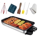 Elektrische Haushalts-Grillplatte, 1100 W Rauchfreier, Antihaftbeschichteter Elektrischer Teppanyaki-Pfannkuchengrill Für Den Innenbereich Mit Auffangschale