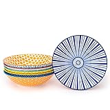 KitchenTour 850 ml große Pastaschalen Suppenschalen – Keramik Salatschalen Servierschüssel – 20,3 cm breite und flache Schalen – spülmaschinen- und mikrowellengeeignet, 6 Stück