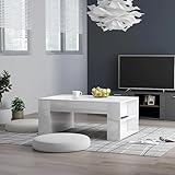 RAUGAJ Couchtisch, Hochglanz, Weiß, 100 x 60 x 42 cm