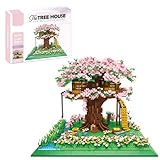 Sakura Baumhaus Bausteine Bausatz, 5050+ Klemmbausteine Modular Japanische Kirschblüten Baumhaus Modellbausatz mit Bauplatten, Mikro Bricks Konstruktionsspielzeug Not Kompatibel mit Lego Baumhaus