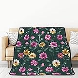 TORONG Doppelseitige, schöne violette Blumen, Überwurfdecke für Couch, Auto, Bett, Nickerchen, warme und bequeme Decke, 152,4 x 203,2 cm