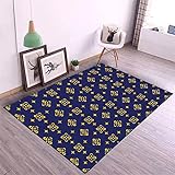 SUNYRDSM Teppich Klein Schreibtisch Teppich 80x160cm Blauer Teppich gelber Druck dekorative Sterne mit weichem Komfort Outdoor Carpet