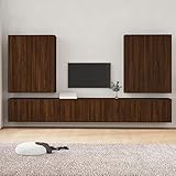 Hommdiy Wohnwand 8-TLG Wohnwand TV-Schrank-Set Braun Eichen-Optik Holzwerkstoff