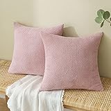 EMEMA Kordsamt Kissenbezug Dekorative Granulat Sofakissen Dekokissen Kissenbezüge Kissenhülle Couchkissen Überwurf Kissen Bezug Zierkissen für Couch Sofa Wohnzimmer 2er Set 40x40 cm Rosa