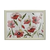 CreativeTops 'Watercolour Poppy' Gepolstertes Knietablett mit Polster, Beanbag Schoßtablett, Servierplatte/Tablett für Bett oder Sofa, Betttablett mit Mohnblumen, 43,5 x 34 cm – Mehrfarbig