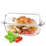 KADAX transparente Auflaufform aus hitzebeständigem Glas, feuerfestes Gefäß für Lasagne, Gemüseeintopf, Glasbräter zum Braten, Backofen (rechteckig, 7L)