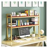 GRFIT Bücherregale 2-Tier Regal Office Desktop Offene Holz-Regale Rustikal Modern, Metall und Holz-Art-Bücherregal Bücherregale Standregal (Color : Bruin, Size : 55cm)