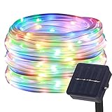 DULEE Solar LED Lichtschlauch Lichterkette Außen 10M 100 LED Wasserdicht Garten Dekorative Lichter,Bunt