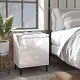 LEDAMP Bettschrank mit Metallbeinen Hochglanz Weiß 40x30x50 cm mit Farbe:Hochglanz Weiß