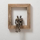 Moritz Skulptur Gemeinsam was Kommt | Zusammen Sein | 22 x 3 x 25 cm |Moderne Dekoration | Rahmen zum Aufhängen I Mangoholz Holz Figur I Wohnzimmer Dekoration I Wand I Skulpturen