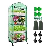 REAHOME Mini-Gewächshaus, tragbares Gewächshaus, kleines Gewächshaus für den Innen- und Außenbereich, Wintergewächshaus mit Rädern, hält die Temperatur zu jeder Jahreszeit, einfach zu montieren