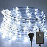 Ikodm 10m LED Lichtschlauch, 240 LEDs Lichterschlauch 8 Modi,Lichtschlauch Außen Lichterkette LED Schlauch mit Timerfür Innen Außen Garten Party Weihnachten Deko - Kaltweiß