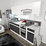 Küche 240cm von FIWODO® - ERWEITERBAR - günstig + schnell - Einbauküche Junona Line Set 240-4 Fronten wählbar (ANTHRAZIT GRAU/Weiss)