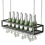 EYLINK Weinregal zum Aufhängen an der Decke, Weinglashalter | Weinflaschenhalter aus Metall, an der Wand montierter Weinhalter, Champagnerkelche, Stielglasregale, Bareinheit, schwebende Regale, Prä