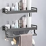 MAVNES Badezimmer Regal Space Aluminium-Duschregal Caddy, Badezimmer-Duschregal, Aufbewahrungskorb, wandmontierter Organizer Duschablage (Size : 30cm Double Layer)