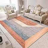 RUGMRZ Teppich Antirutschmatte Ornamente Orange blaues geometrisches Muster rechteckiger Wohnzimmer Teppich weich und verblasst Nicht Teppich Für Küche 80X150CM