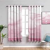 SPADEACES Gardinen Wohnzimmer Kinderzimmer Ösenvorhang Blickdicht Vorhänge 2Er Set 3D Rosa Himmel Muster Verdunkelungsvorhang Schlafzimmer Fensterdekoration Thermovorhang 200X166Cm (BxH)