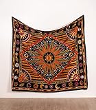 THE ART BOX Sonne und Mond Tapisserie Orange – 140x210 cm Baumwolle Indisches Hippie Mandala Brennende Sonne Psychedelischer Wandbehang Böhmische Trippy Tierkreis Wandteppiche für Dekoration