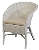 korb.outlet Klassischer Rattan Club-Sessel inkl. Polster Beige Rattansessel Flechtsessel (Weiss)