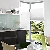 Liedeco® Thermo Plissee mit Klemmträger / 90 x 130 cm weiß / lichtundurchlässig verdunkelnd Blickdicht stufenlos verstellbar und energiesparend / leichte Innen-Montage ohne Bohren / 123 montiert