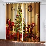 BONDIJ 3D Schöner Weihnachtsbaum Muster Thermogardine Wohnzimmer 2Er Set 160X150cm(HxB) Ösenvorhang Blickdicht Weihnachts Verdunkelungsvorhang Für Schlafzimmer Kinderzimmer Fensterdekoration