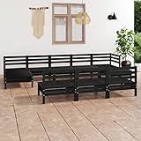 UYSELA Home Sets mit 10 Stück Gartenlounge Set schwarz massiv Kiefernholz