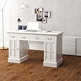 Chusui Schreibtisch, Computertisch, Bürotisch, Pc Tisch, Arbeitstisch Büro, Gaming Desk, Computer Tisch, Sekretär Weiß 140 x 48 x 80 cm