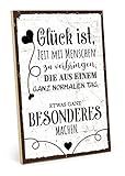 TypeStoff Holzschild mit Spruch – Glück – im Vintage-Look mit Zitat als Geschenk und Dekoration zum Thema Freunde und Freundschaft - HS-00810