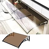 Vordach Haustür,Türdach für draußen Sonnenschutz-Regenschutz Überdachung Pultbogenvordach,Polycarbonat und Aluminium Rahmen Gebogene Türvordach,Haustürvordach (100x260cm/39x102in)