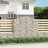 UYSELA Home Sets mit gewölbten Gabionenkörben, 3 Stück, 200x50x180/200 cm, Eisen verzinkt