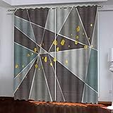 GSKOQD Verdunklungsvorhänge 3D Digitaldruck Geometrische Goldene Kunst Ösen Vorhang 2Er Set 260X214Cm (B X H) Verdunkelungsvorhang Blickdicht Gardinen Kinderzimmer Schlafzimmer Wohnzimmer Thermovor